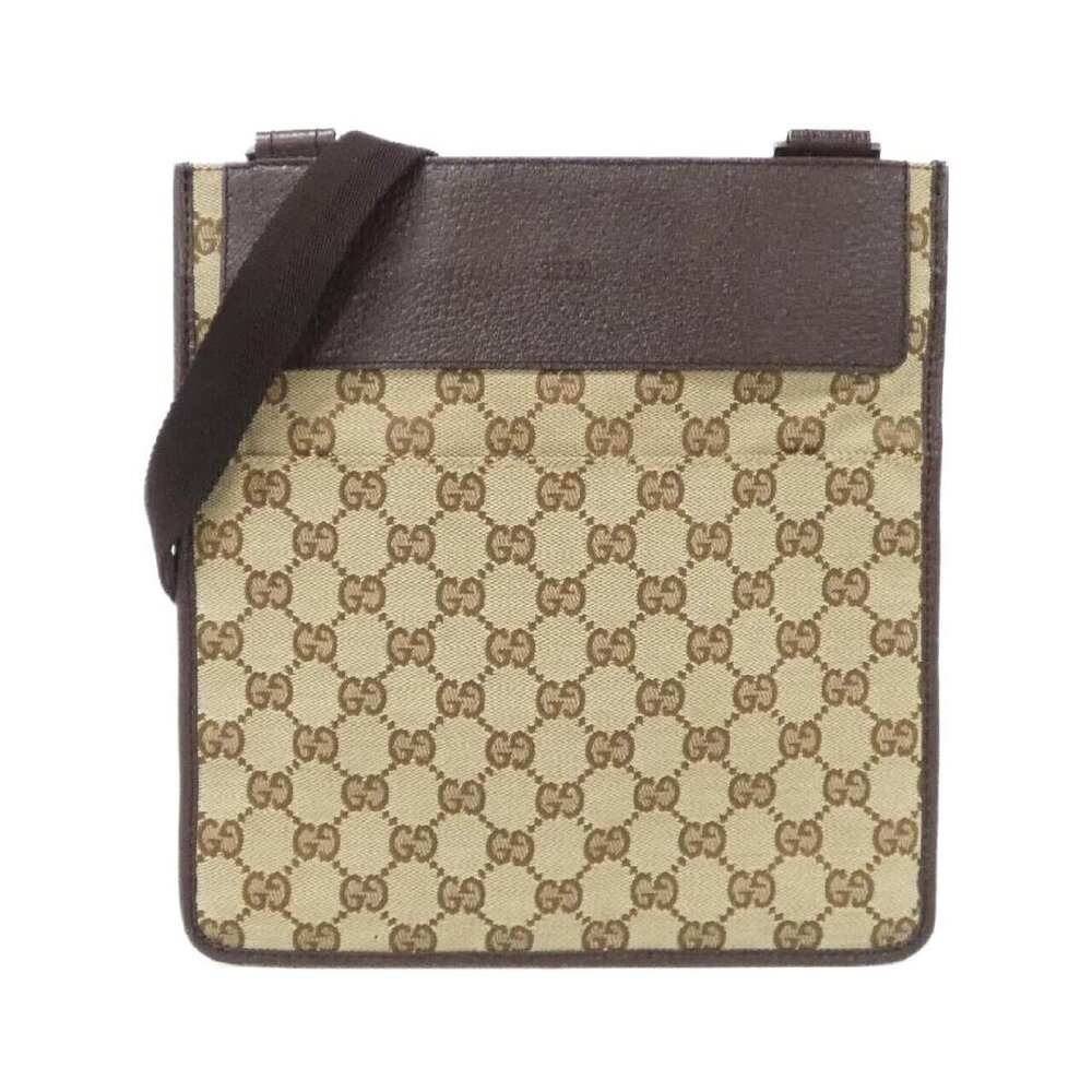 Gucci GG Canvas Messenger Bag beige brown monogram leather